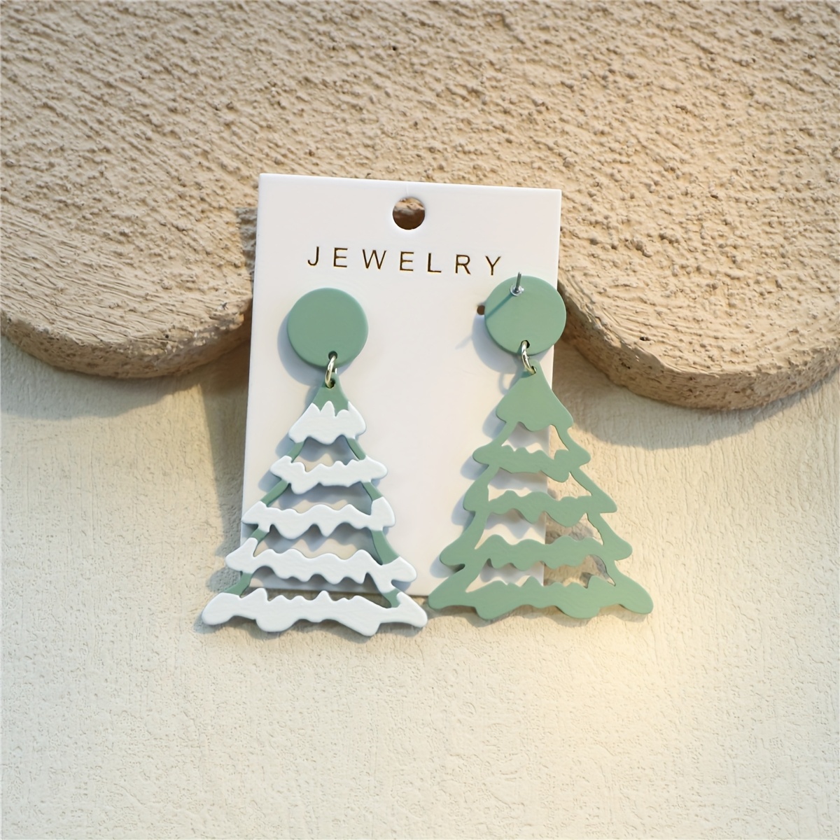 Women's Christmas Hollow-Out Light Green Tree Earrings